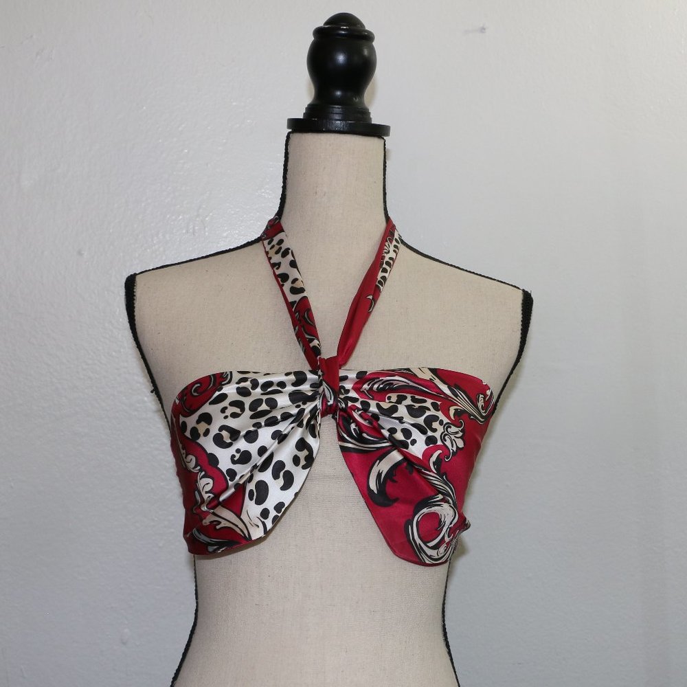 SHEIN Graphic Backless Crop Halter Top